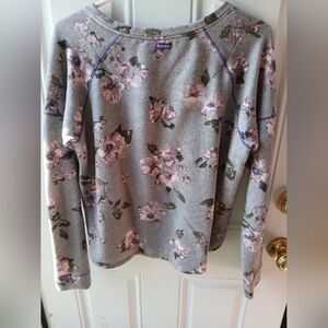 Kenise Heather Gray Floral Pullover - Size L - Women's Cozy Sweatshirt